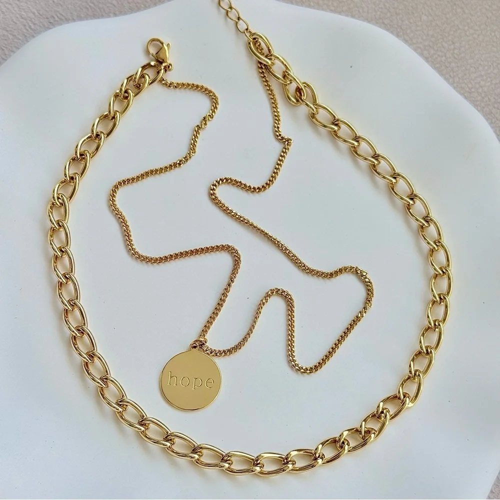 RESTOCK 🔥 Double Chain HOPE Pendant Necklace |14K Gold Plated Waterproof Jewelry